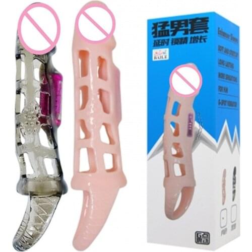 Sex Products For Couple Mens Enhancement Solid Head Vibrating Penis Sleeves Rings Vibrator Vagina Stimulation Reusable Condom