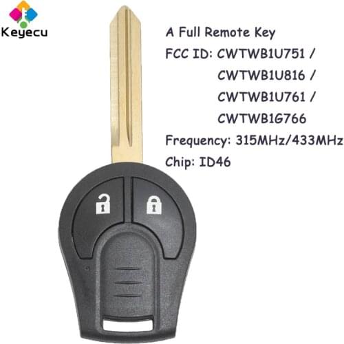 KEYECU Remote Car Key for Nissan Juke March Qashqai Sunny Sylphy Tiida X-Trail Fob CWTWB1U751 CWTWB1U816 CWTWB1U761 CWTWB1G766