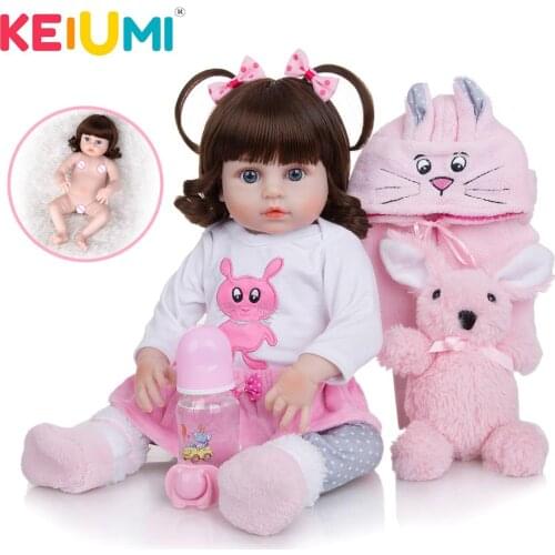 19 Inch DIY Handmade As Rabbit KEIUMI Reborn Baby Dolls Lifelike All Silicone Baby Boneca Toys For Kids Birthday XMAS Gifts
