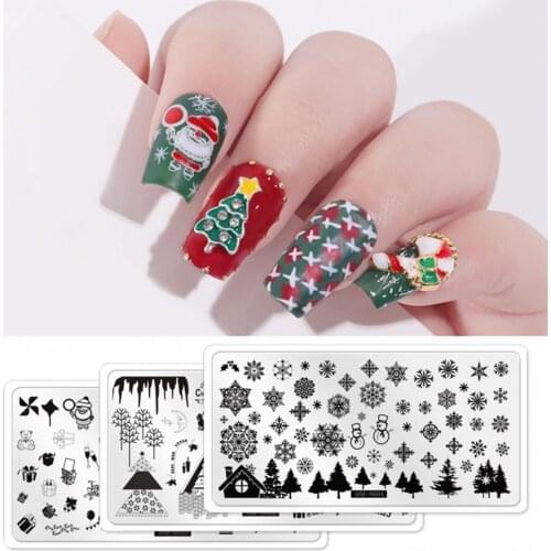 Nail Stamping Plate Christmas Nail Art Stamping Template Tree/Snowflake/Snowman Print Image Plate Manicure Tools