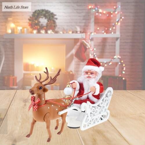 Wall Climbing Chimney Santa Claus Doll Elk Sled Toy Children Kids Christmas Music Electric Car Toy Doll Home Xmas Decor Gifts