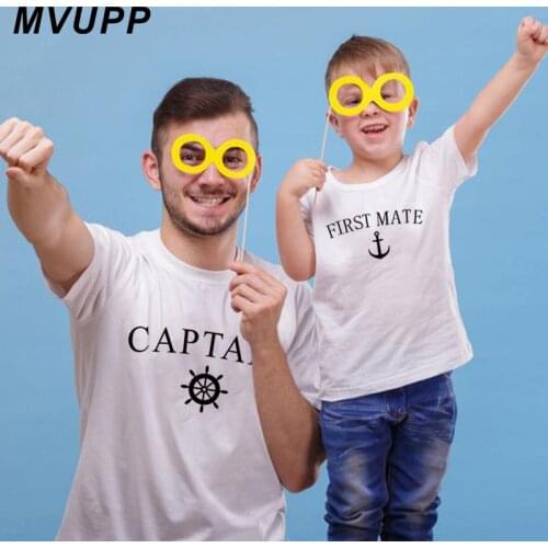 CATAIN FIRST MATE daddy and me matching t shirt father son outfits dad baby boy clothes little big brother fashion look clothing