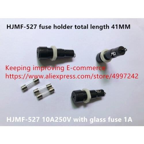 Original new 100% HJMF-527 fuse holder total length 41MM 10A250V with glass fuse 1A