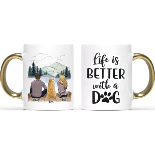 Personalized Mug DIY Couple and Dogs Man Women cup Custom Made Stoneware Coffee Mugs Cups Gift for Family