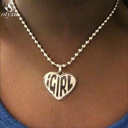 High Polished iGIRL Jewelry Fashion Igirl Letter Heart Necklaces for Women Stainless Steel Strand Chain Necklace Choker Bijoux