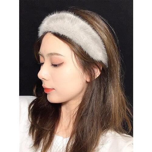 Womens Genuine Mink Fur Hairband Headband Fluffy Fashion Girls Headband Headwear Female Hair Accessories