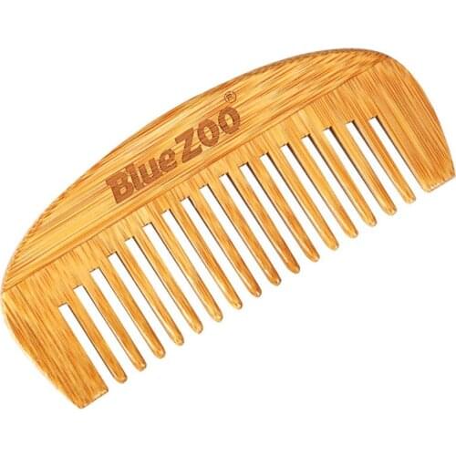 12cm Length Mini Portable Natural Bamboo Wooden Hair Combs Curved Crescent Shape Anti-Static Health Care Comb Hair Styling Tool