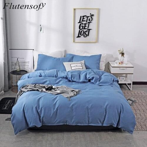 Luxury White Blue Bedding Set Solid Color 260x230 Queen King Size Bedclothes Duvet Covers Set Quilt Cover Nordic Bed Cover 150