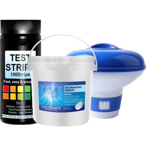 Swimming Pool Cleaning Effervescent Tablets, Barreled Clean Tablets, Dosing Device, Test Paper Set