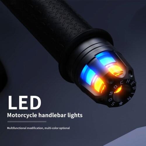 Motorcycle LED Handlebar End Turn Signal Light DC 12V White Yellow Blue Red Flasher Handle Grip Blinker Side Marker Hand Lamp