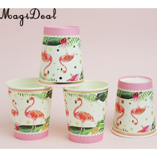 50pcs Tropical Flamingo Paper Disposable Cups Birthday Party Tableware Decor