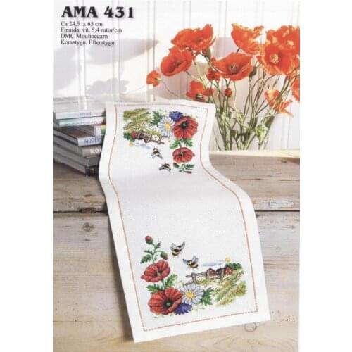Top Quality lovely counted cross stitch kit tablecloth table cloth poppy flower flowers placemat