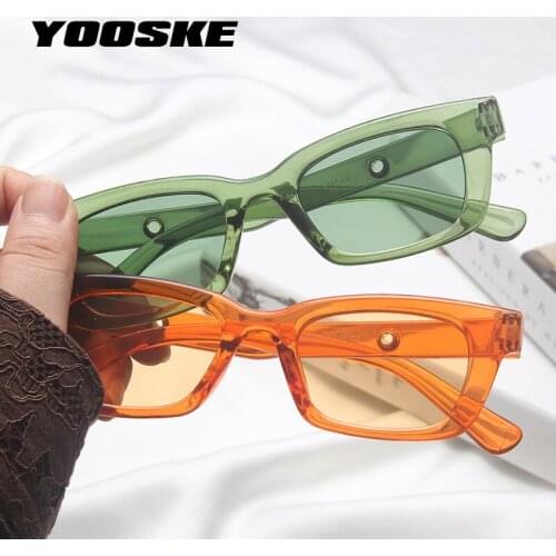 YOOSKE Fashion Small Rectangle Sunglasses Women Men Retro Narrow Square Sun Glasses Shades Vintage Brand Designer Sunglass UV400