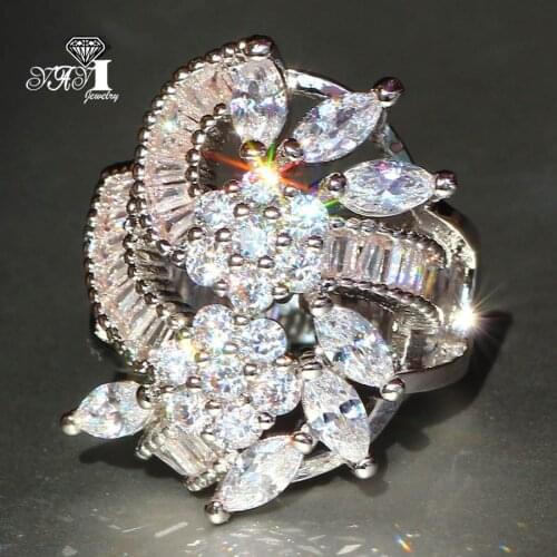 YaYI Jewelry Fashion Princess Cut 6.5 CT White Zircon Silver Color Engagement Rings wedding Heart Rings Party Rings