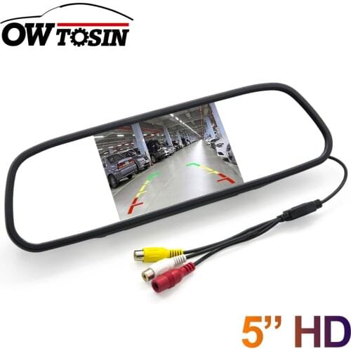 Owtosin High Resolution HD 5 inch Mirror Rear View Monitor 800*480 Car Parking Monitor For Reverse Backup Camera 2CH Video Input