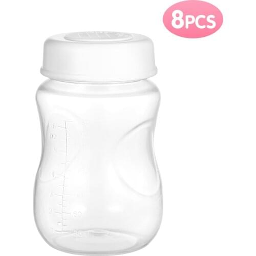 180ml/ 6.1oz 8PCS Breastmilk Bottles with Leakproof Lid Wide Neck BPA-free Breast Milk Storage Bottle for Home Travel