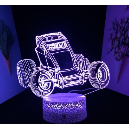 Car Series Four-Wheel Drive Single 3D LED Lamp White Cracked Base Home Table Decoration Night Light for Festival Birthday Gifts