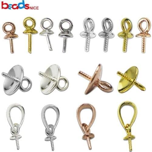 Beadsnice 925 Sterling Silver Pendant Bails Top Cup Drilled Pin Pendant Connector Pendant Beads Cap For DIY Jewelry Making 25427