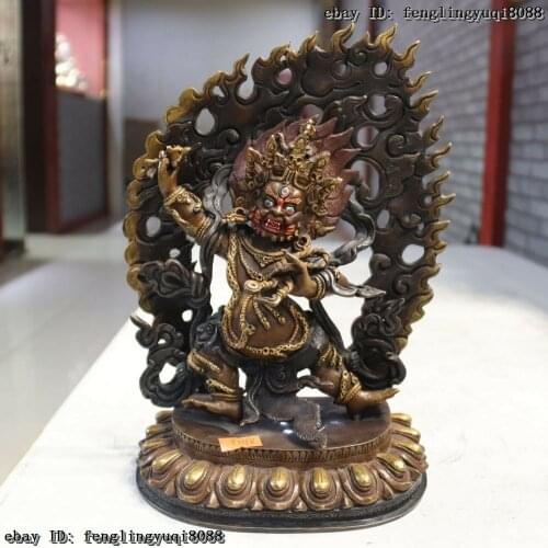 Free Shipping 25 cm Tibet Monastry Gilt Red Copper Bronze Mahakala Vajrapani Buddha Statue