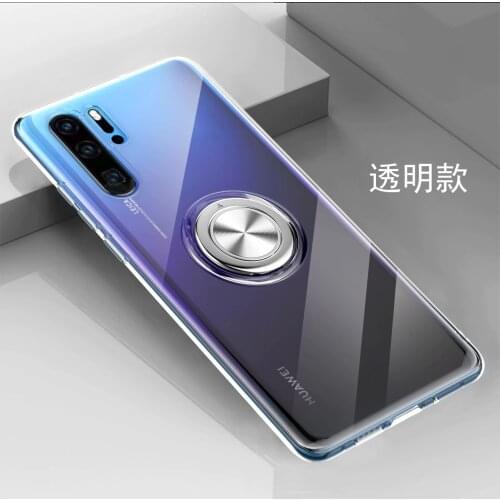 For Huawei P30 Pro Case With Ring Stand Magnet Soft Transparent Protective Back Cover case for huawei p30 lite p30pro p30 shell