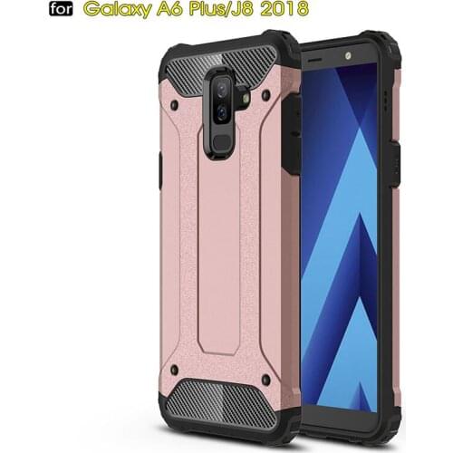 Dual Layer Heavy Duty Armor Shockproof Reinforced Bumper Case for Samsung J8 2018 Hybrid Back Cover