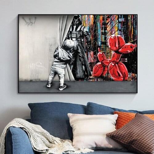 Graffiti Street Art Disney Mickey Love Behind The Curtain Canvas Paintings Posters and Prints Wall Art Picture for Living Room