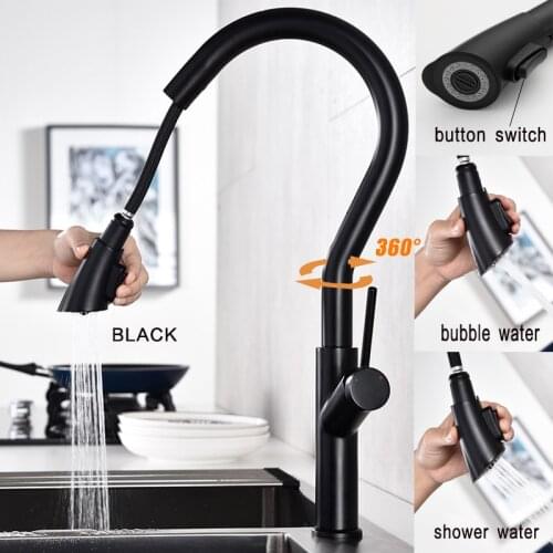 Chrome black Kitchen Sink Faucet Swivel Pull Down Kitchen Faucet Sink Tap Mounted Deck Bathroom Mounted Hot and Cold Water Mixer