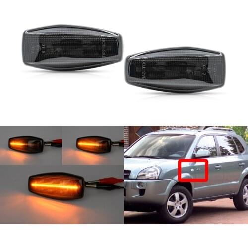 Smoked Sequential Dynamic Amber Led Side Marker Turn Signal Light For Hyundai Sonata Pre-facelift Tucson Elantra Tiburon Coupe