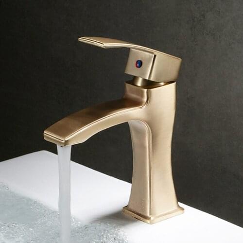 Basin Faucet Bathroom Sink Faucet Brushed Gold Single Handle Hole Faucet Basin Tap Grifo Lavabo Wash Hot & Cold Mixer Taps Crane