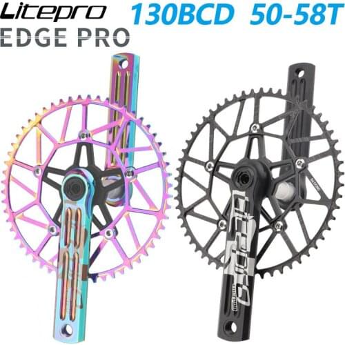 Litepro Crankset 130BCD folding bike aluminum EDGEPRO hollow lightweight crank 130 bcd 50 52 54 56 58t tooth chainring oil slick