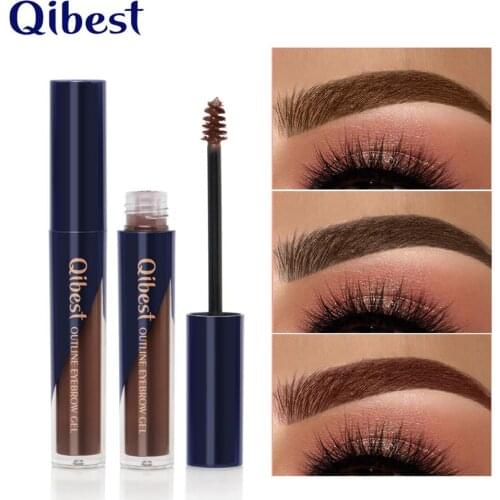 Qibest makeup 3D eyebrow enhancer cream with brush coffee brown color waterproof long lasting liquid eyebrow tint cream QB043