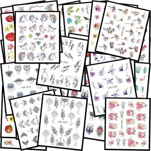 48Sheet/Set Simple Flower Feather Nail Art Water Nail Stickers Foil For Manicure Stickers Nail Supplies For Nail Designs