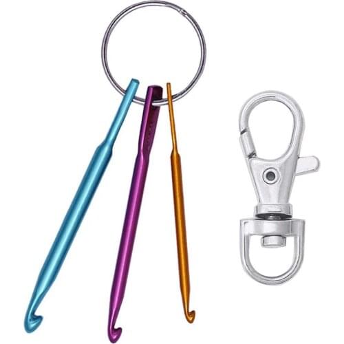 Imzay Mini Crochet Hooks with Keychain and Swivel Hooks Aluminum Knitting Needles Tool Suitable For Yarn Knitting