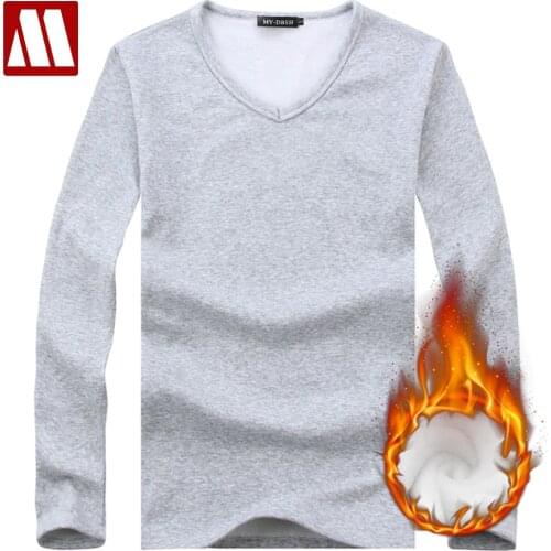 MYDBSH Mens Hoodies Men Fit T-shirts Thermal Underwear T Shirt Casual Cotton Male Basic Shirt JR035 Brand Autumn Winter Solid