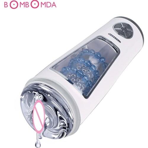 Male Masturbator Automatic Thrusting Vibrator Real Vagina Piston Masturbation Cup Electric Penis Pump Vibrator Sex Toys for Man