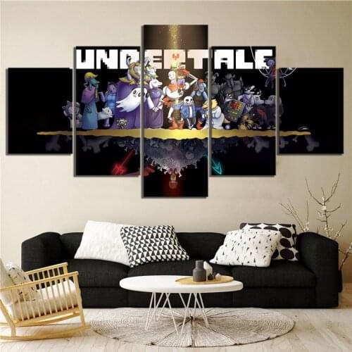 Game Cartoon Abstract Painting Wall Art 5 Panel UNDERTALE Pictures Canvas Posters HD Printed Photo Home Decoration