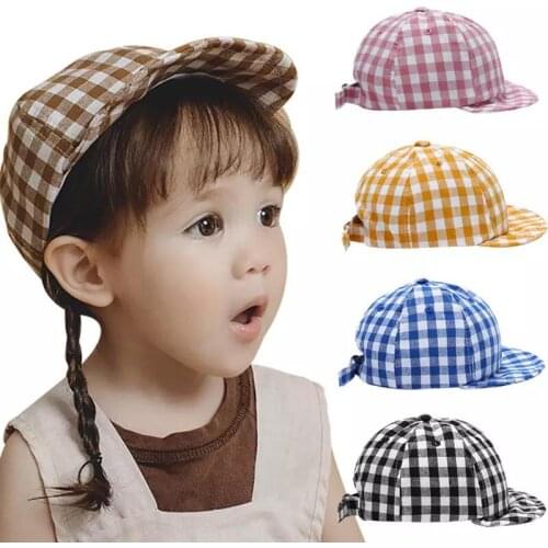 New Plaid Baby Hat Summer Korean Version Sunshade Cap Adjustable Soft Brim Kids Baseball Caps For Girl Boy Accessories Sun Hats