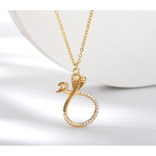 Cobra Necklace For Women Stainless Steel Zirconia Snake Pendant Necklaces Goth Gold Chain Choker Crystal Jewelry collier femme