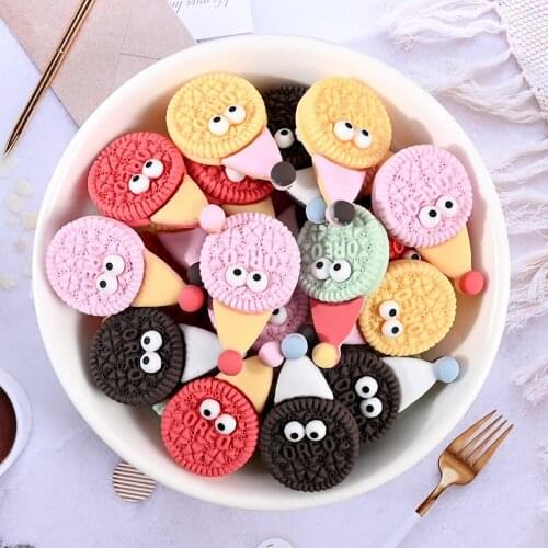 20Pcs Resin Cartoon Biscuit Flatback Scrapbook DIY CraftS Phone Shell Patch Hiar Accessories Embellishments Cookies Food Toy