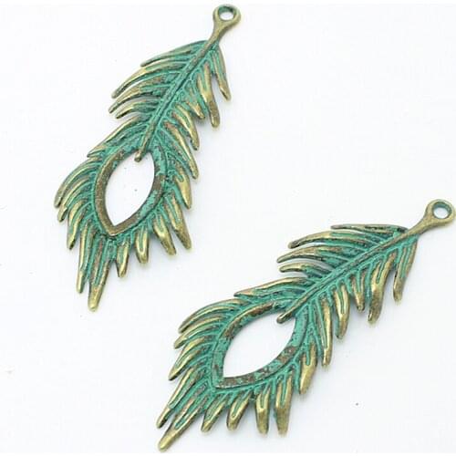 Sweet Bell 10pcs/lot 28*72mm Metal Zinc Alloy Trendy Peacock Feathers Charms Findings Pendants Jewelry Making 3C423