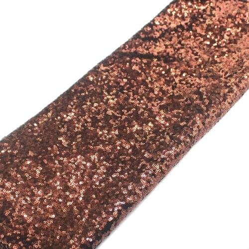 Sequined Lace Fabrics For Dress Coffee Allover Embroidered Fabric Sequins Table Cloth 132cm