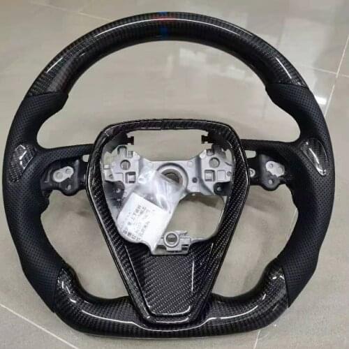 Cuatomized Real Carbon Fiber Sports Steering Wheel Alcantara Leather compatible for Toyota Sienna 2018-2020