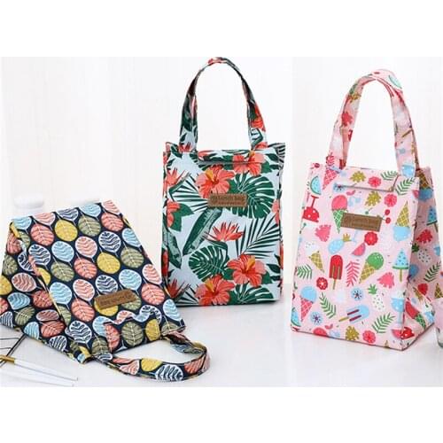 Lunch Bag Fashion Print Floral Multicolor Cooler Bags Women Waterpr Hand Pack Thermal Breakfast Box Portable Picnic Travel