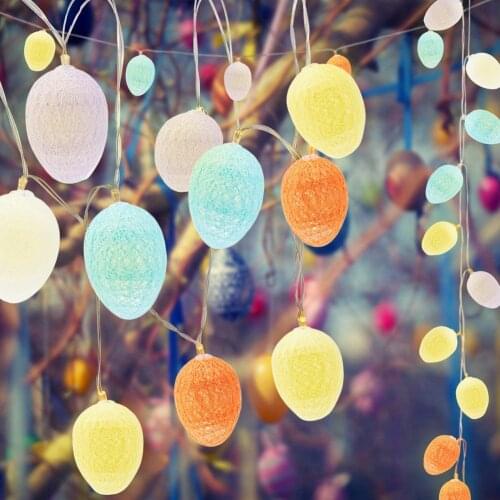 LED Egg Cotton Ball String Lights Fairy Lighting 2 Modes Decor Xmas Easter Party Home Bedroom Decoration Lamp Excluding Battery