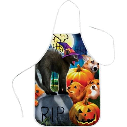 CLOOCL Halloween Theme Aprons Pumpkin Cats 3D Print Festival Party Kitchen Aprons For Men Women Home Cleaning Tools
