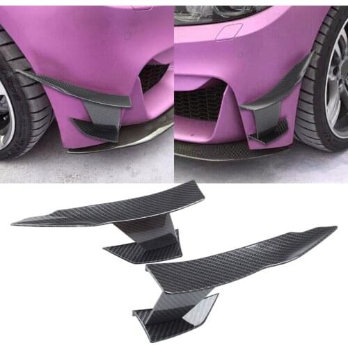 Universal Carbon Fiber Look Car Front Bumper Lip Splitter Fins Body Canards Diffuser Spoiler for -BMW