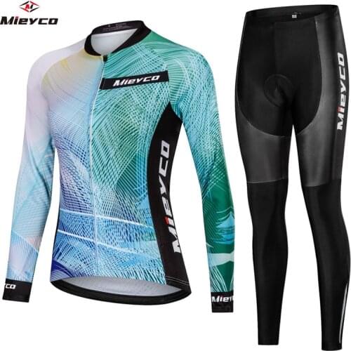 Women Cycling Jersey Breathable Long Sleeve Clothes Ropa Ciclismo Bicycle Sportswear Bike Quick Dry Cycle Clothing Bib Short Pad