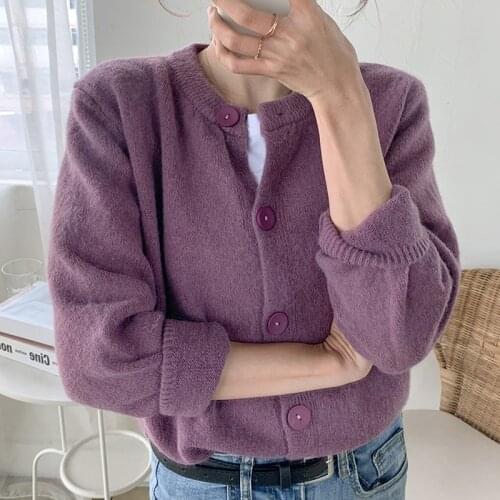 Womens Sweaters o Neck Spring Autumn Single Breasted Long Sleeve Solid Ladies Cardigan Korean Style Knitted Wear Female
