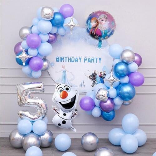 101Pcs Disney Frozen Elsa Princess Party Balloon Set 32inch Number Balloon Arch Garland Kit DIY Baby Shower Kids Birthday Decor