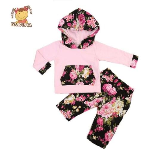 2pcs/set New Autumn Baby Girl Clothes Set Hoodie+Pants Outfits Floral Print Newborn Infant Clothes Baby Girl Clothing Sets